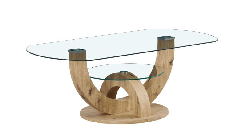 Couchtisch - LB ca. 110x60 cm, Glas, Artisan Eiche Nachbildung
