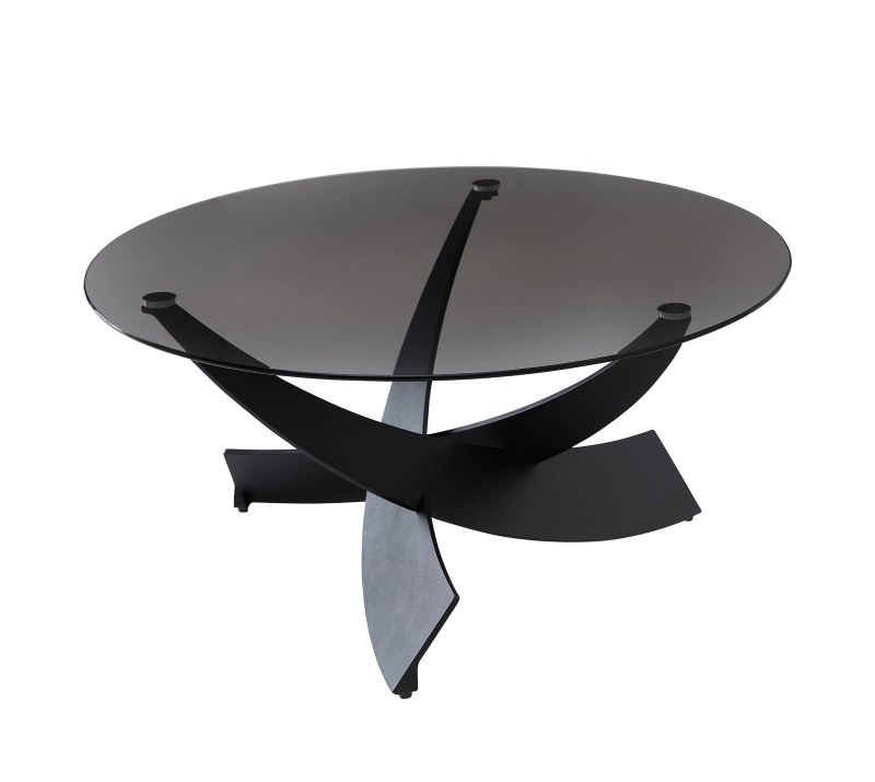 Couchtisch - Ø/H ca. 90x42 cm, Grau, Schwarz