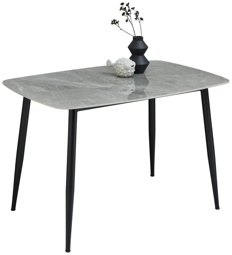 Esstisch - LB ca. 120x80 cm, Steinoptik grau, Schwarz