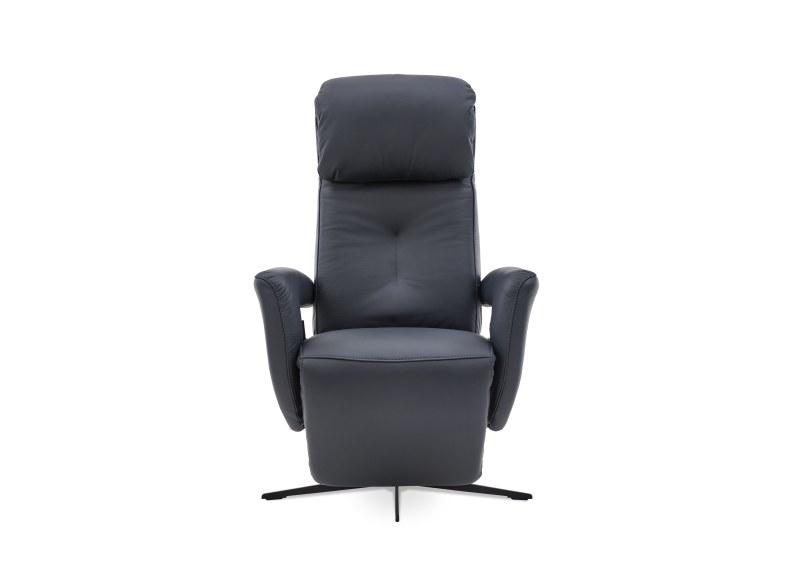 TV-Sessel - Größe M, Relaxfunktion, Kopfteil verstellbar, Leder, Dunkelblau