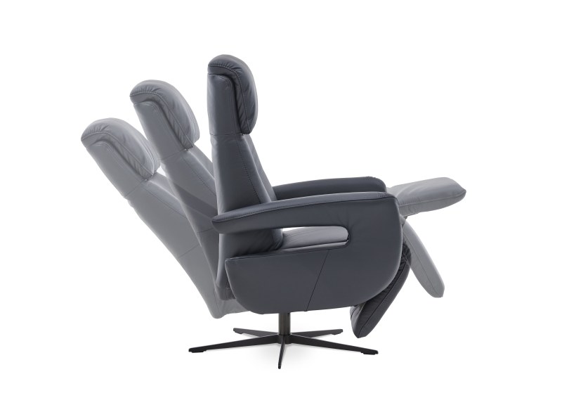 TV-Sessel - Größe M, Relaxfunktion, Kopfteil verstellbar, Leder, Dunkelblau