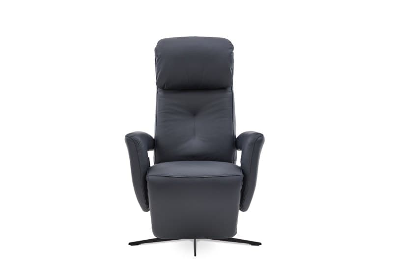 TV-Sessel - Größe M, Relaxfunktion, Kopfteil verstellbar, Leder, Dunkelblau