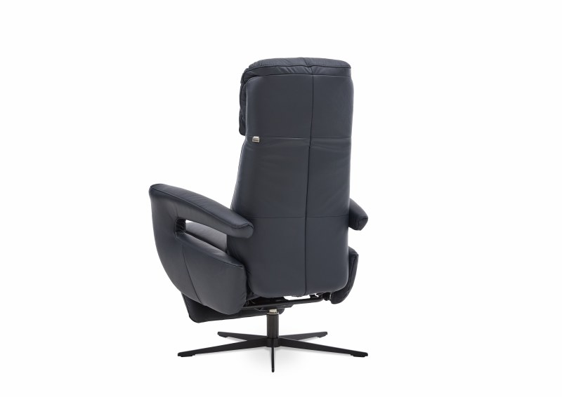 TV-Sessel - Größe M, Relaxfunktion, Kopfteil verstellbar, Leder, Dunkelblau