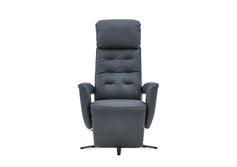 TV Sessel - Größe L, Relaxfunktion, Kopfteil vertellbar, Leder, Blau