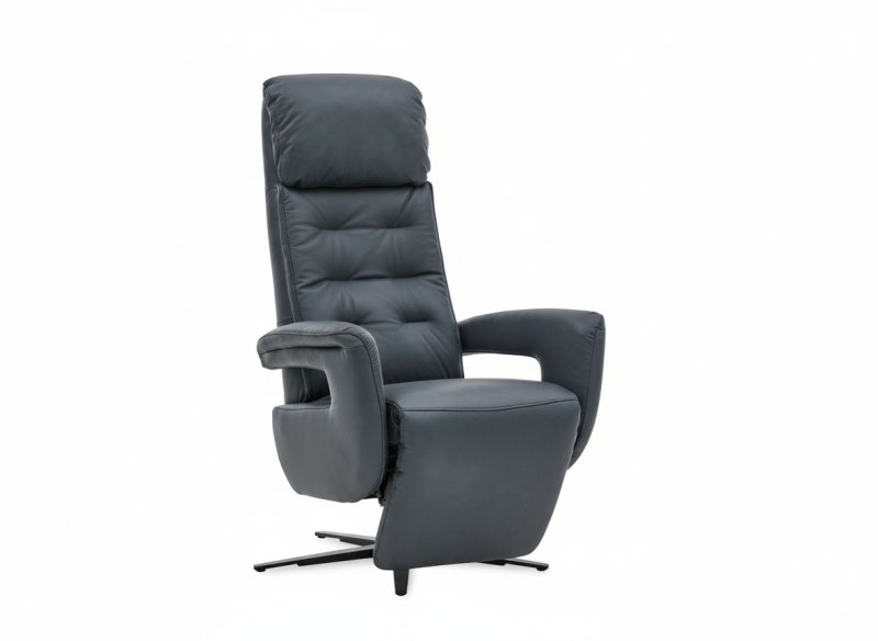 TV Sessel - Größe L, Relaxfunktion, Kopfteil vertellbar, Leder, Blau