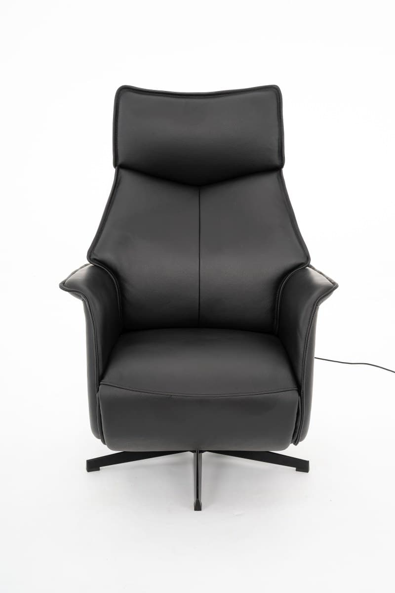 Sessel - Relaxfunktion motorisch, Leder, Schwarz