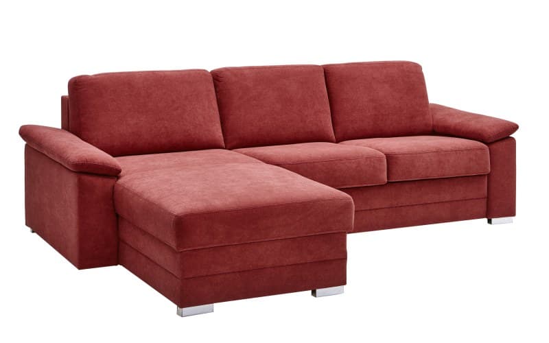 Faltbett-Ecke EM Davos - Longchair links, 2-Sitzer mit Schlaffunktion inkl. Armlehne verstellbar, Stoff, Rot