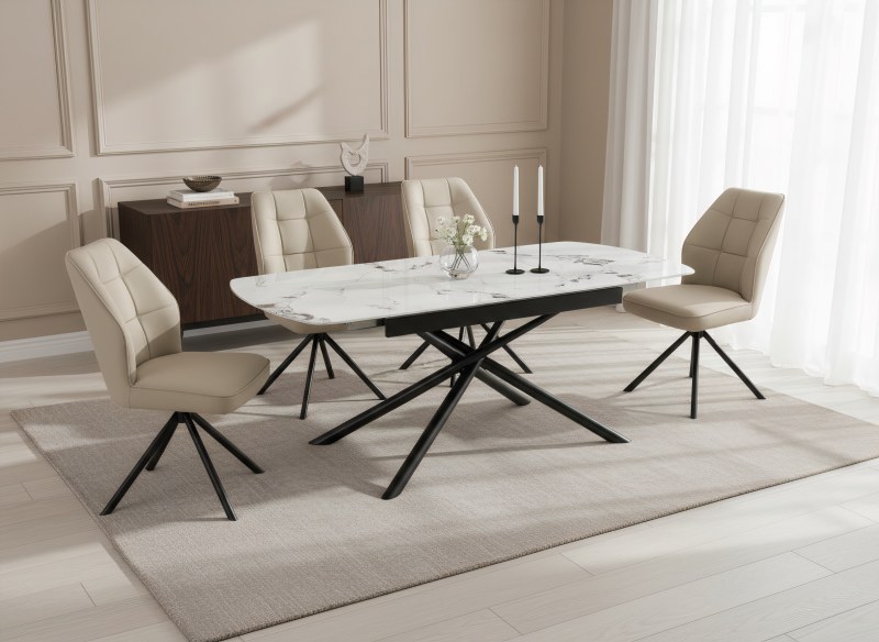 Stuhl - drehbar, Leder, Cappuccino
