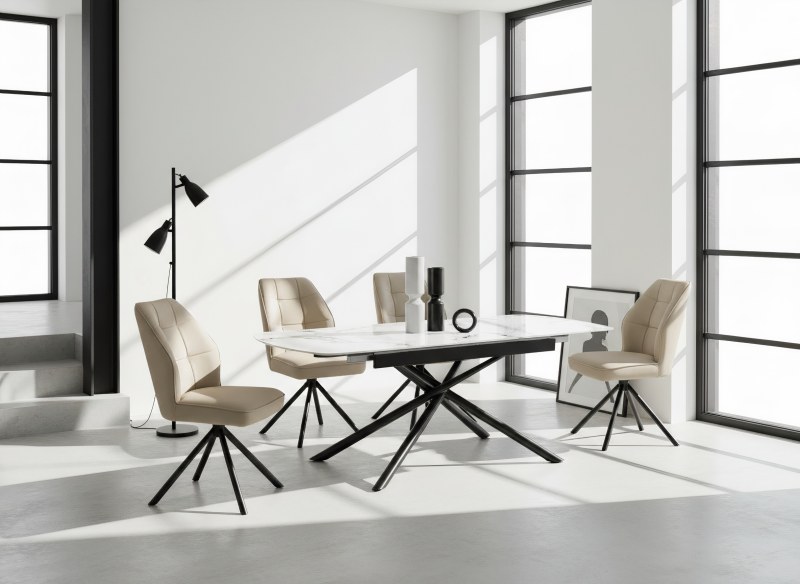 Stuhl - drehbar, Leder, Cappuccino