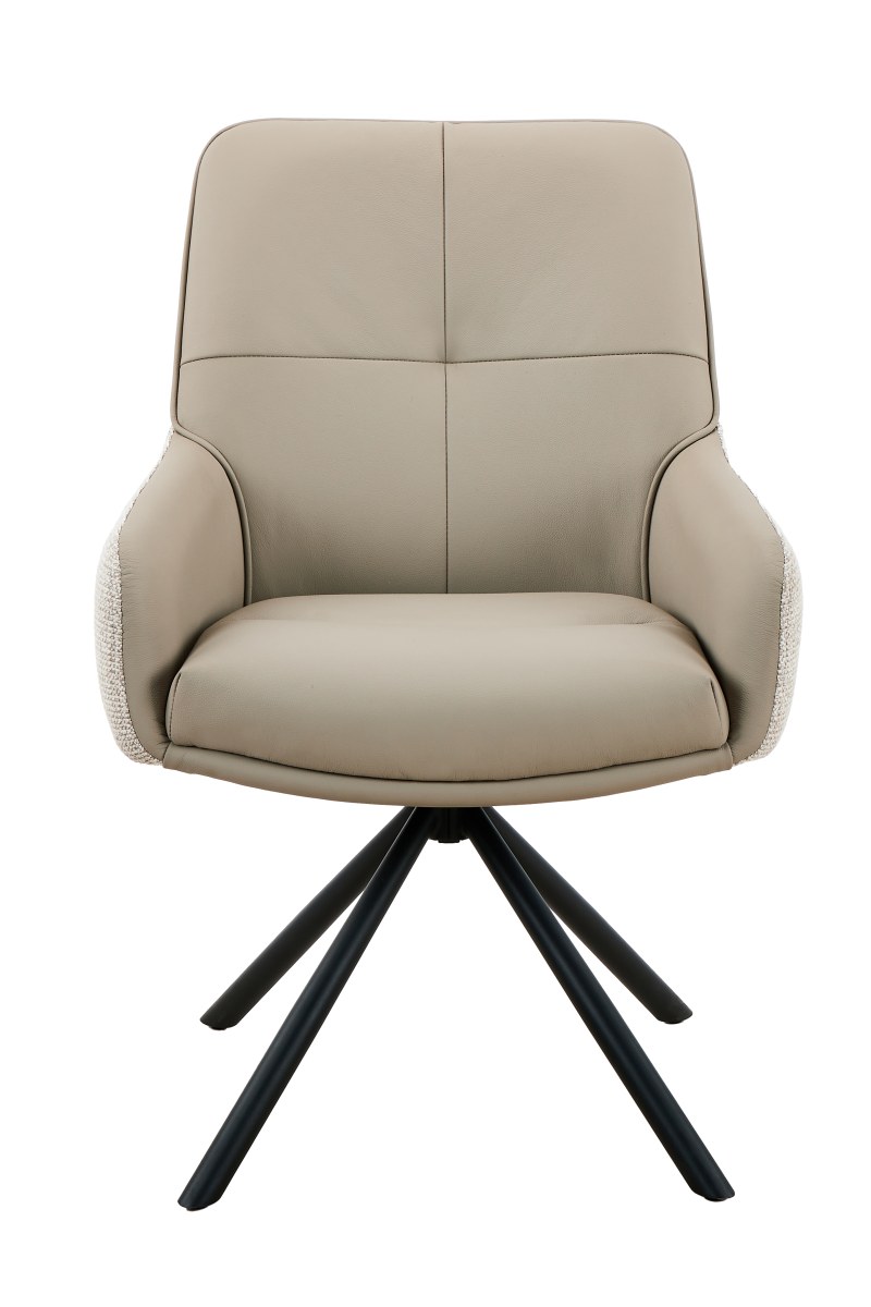 Armlehnstuhl - drehbar, Leder & Stoff, Cappuccino, Beige