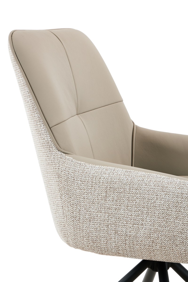 Armlehnstuhl - drehbar, Leder & Stoff, Cappuccino, Beige