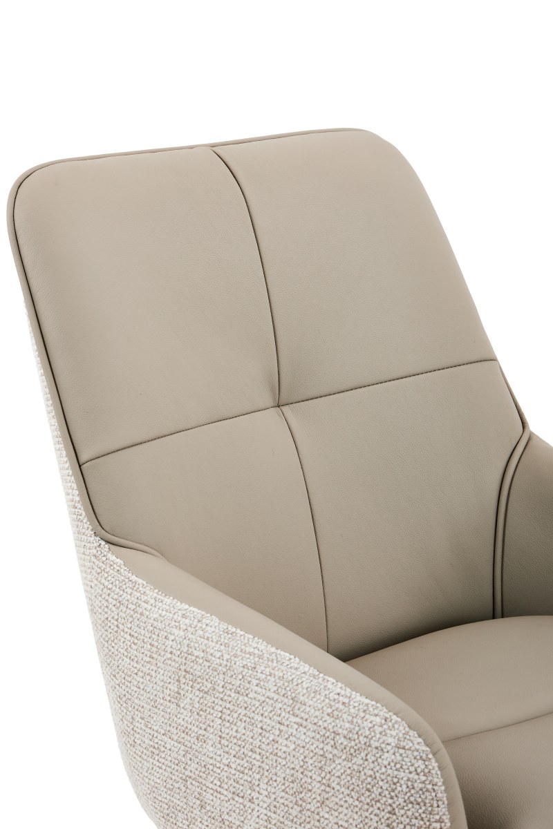 Armlehnstuhl - drehbar, Leder & Stoff, Cappuccino, Beige