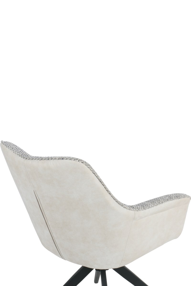 Armlehnstuhl - drehbar, Stoff, Grau, Vintage Creme