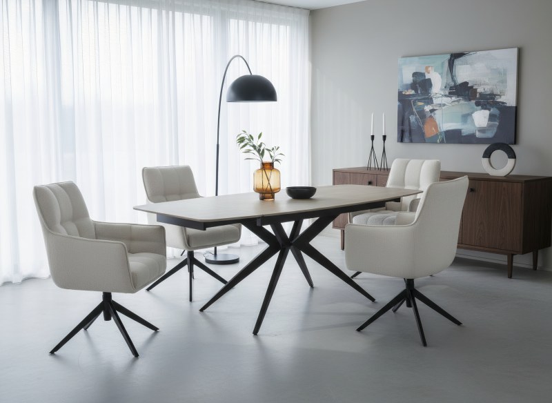 Armlehnstuhl - drehbar, höhenverstellbar, Webstoff, Beige