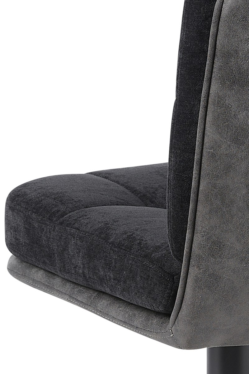 Barhocker - drehbar, höhenverstellbar, Microfaser, Schwarz, Vintage Anthrazit