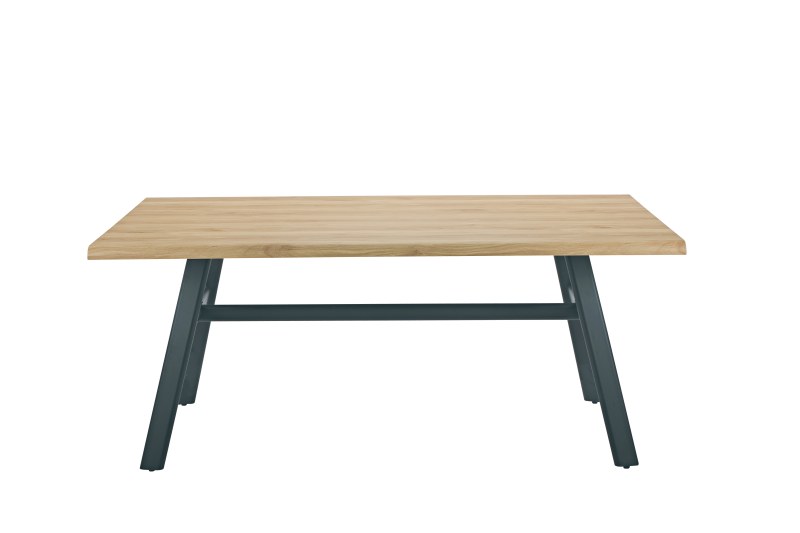 Esstisch - LB ca. 180x100 cm, Eiche hell Nachbildung, Schwarz