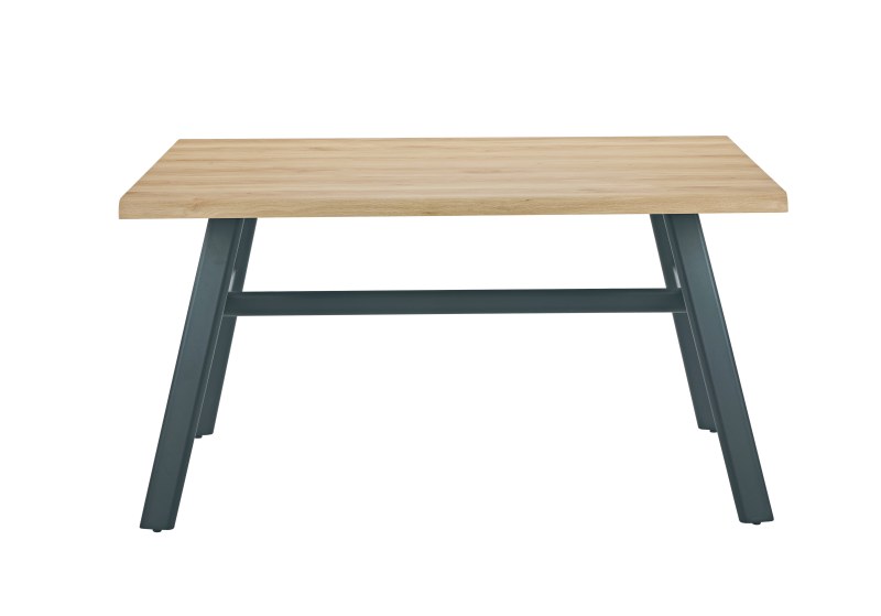 Esstisch - LB ca. 140x90 cm, Eiche hell Nachbildung, Schwarz
