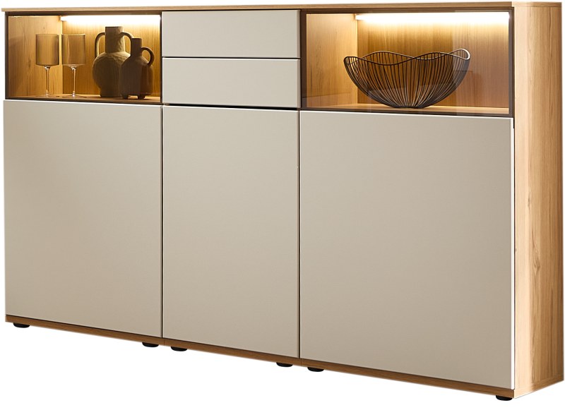 Highboard - Risseiche, Sandbeige