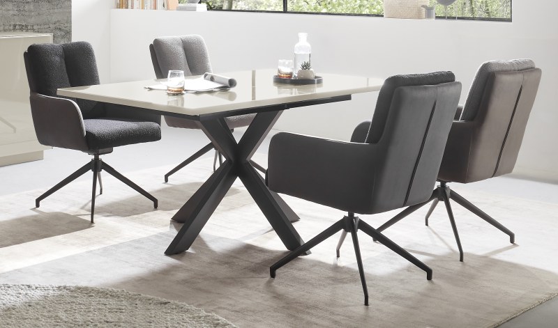 Esstisch - ausziehbar, LB ca. 160x90 cm, Kaschmir, Schwarz