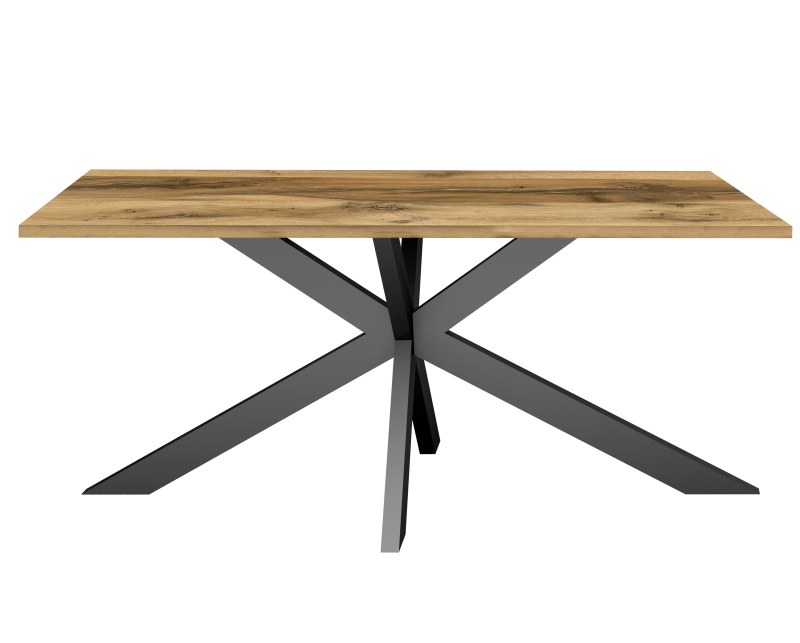 Esstisch - LB ca. 180x90 cm, Plankeneiche, Schwarz