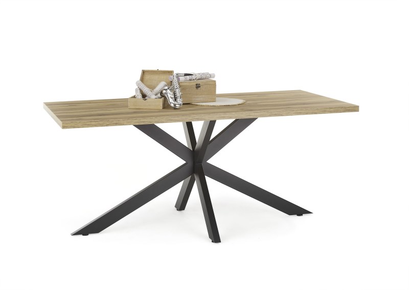 Esstisch - LB ca. 180x90 cm, Plankeneiche, Schwarz