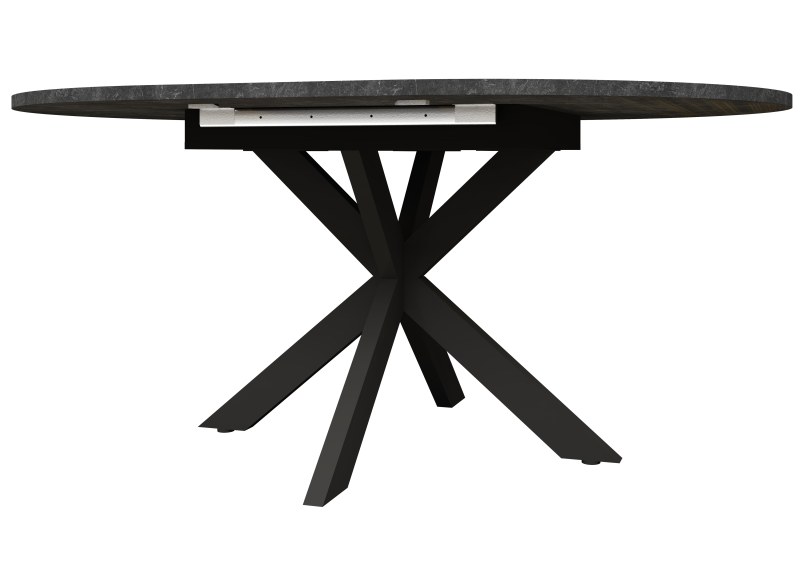 Esstisch - ausziehbar, Ø/H ca. 130x79 cm, Keramikoptik grau, Schwarz