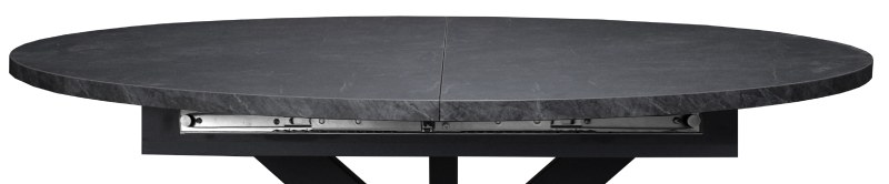 Esstisch - ausziehbar, Ø/H ca. 130x79 cm, Keramikoptik grau, Schwarz