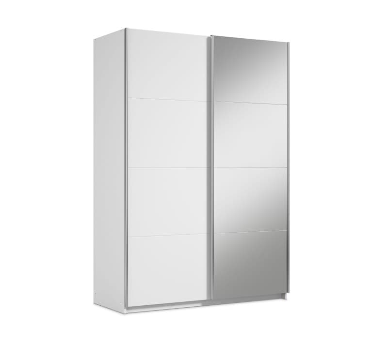 Schwebetürenschrank RUBITO- B ca. 136 cm, Weiß, Spiegel