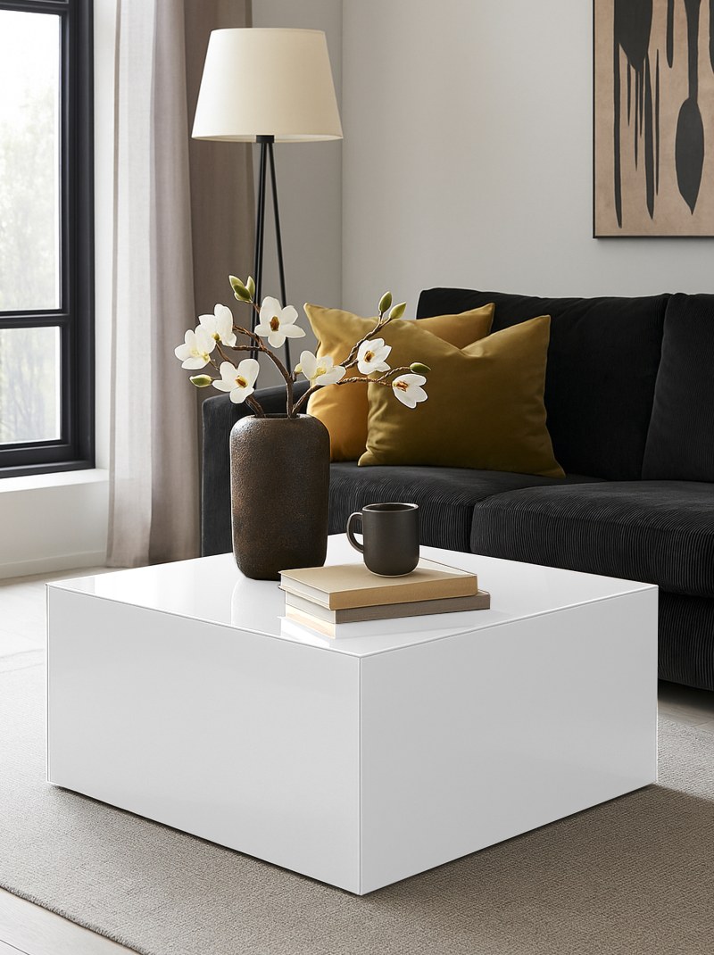 Couchtisch - LB ca. 75x75 cm, Weiß
