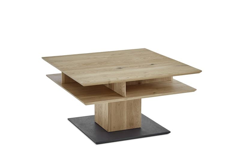 Couchtisch - höhenverstellbar L/B/H 85x85x48/63 cm, Kerneiche massiv