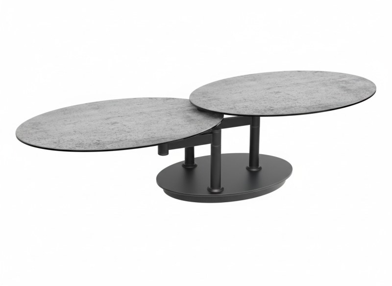 Couchtisch - Platte drehbar, BHT ca. 90-150x60x42 cm, Keramik, Silver