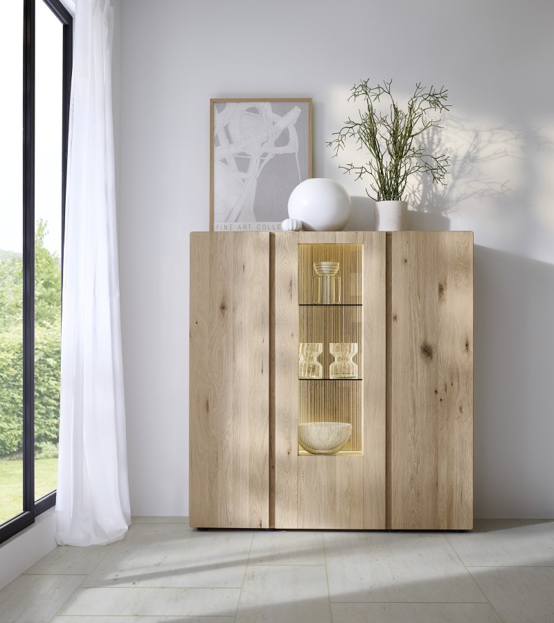 Highboard - Kerneiche massiv, Natur
