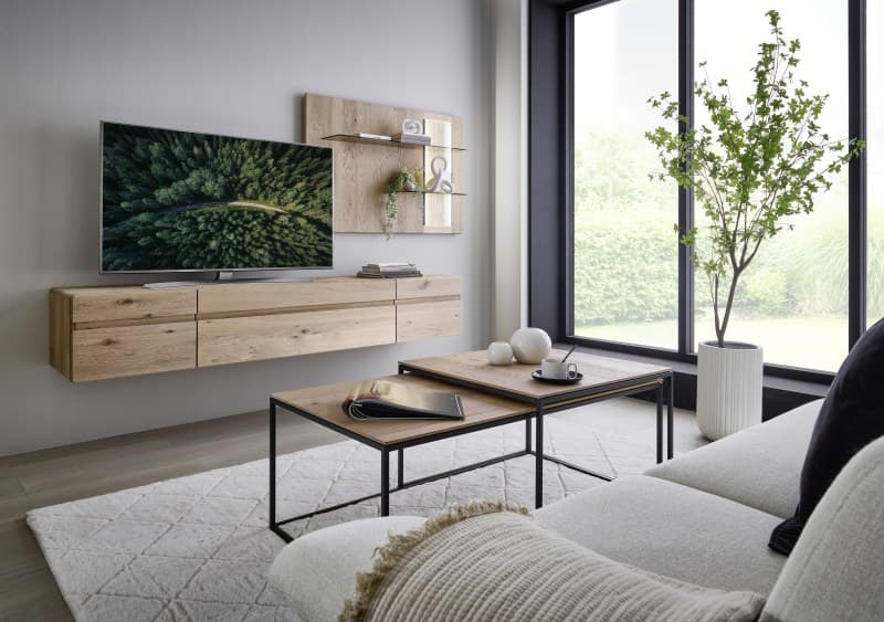 Beistelltisch - L/B/H 70x70x47,5 cm, Kerneiche massiv