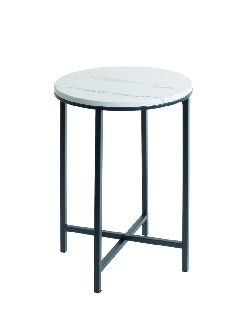 Beistelltisch - Ø/H ca. 39x53 cm, Marmoroptik, Anthrazit