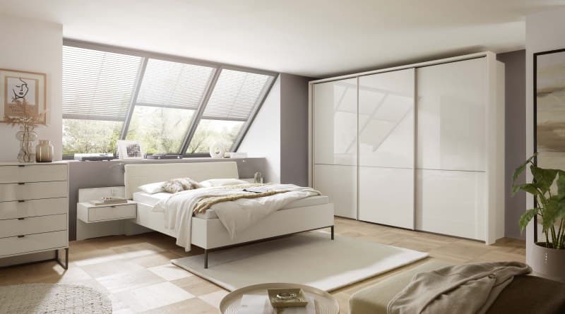 Schlafzimmer - Champagner Dekor, Glasfront Champagner