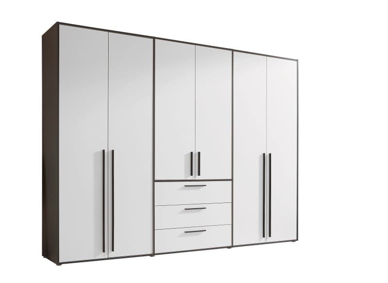 Drehtürenschrank- B ca. 270 cm, Graphit, Weiß