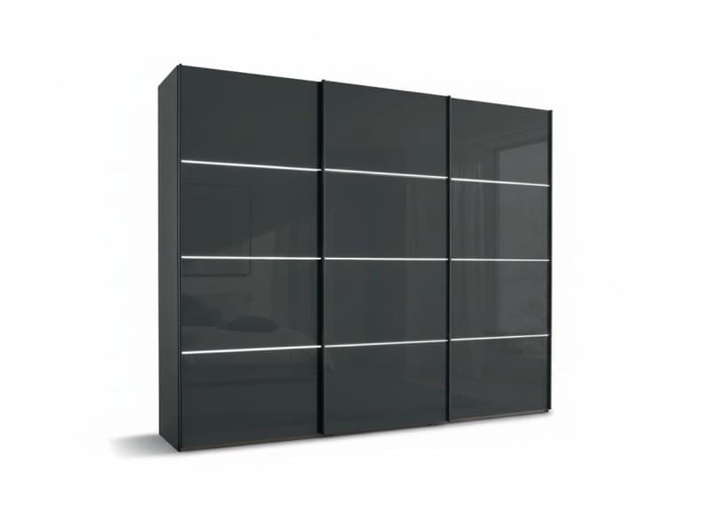 Schwebetürenschrank – inkl. Lichtstreifen, B. ca. 250 cm, Glas Lava