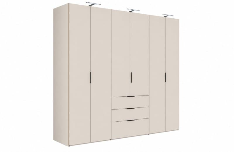 Drehtürenschrank - B. ca. 296,40 cm, Dekor, Elfenbein