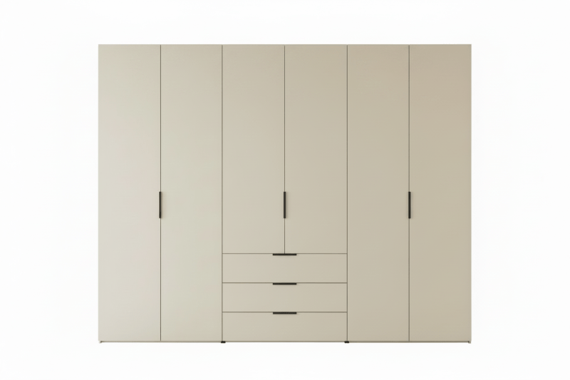 Drehtürenschrank 6-türig EM Armadio - mit 3 Schubladen, B. ca. 298, Dekor elfenbein