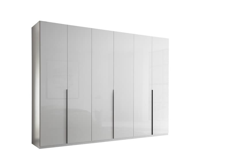 Drehtürenschrank- B ca. 300 cm, Weiß, Weiß Hochglanz