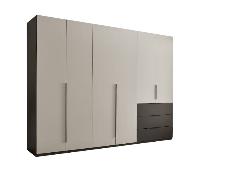 Drehtürenschrank- B ca. 300 cm, Graphit, Hellgrau