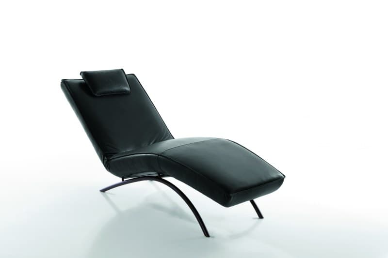 Liege - Relaxfunktion motorisch, Leder, Schwarz