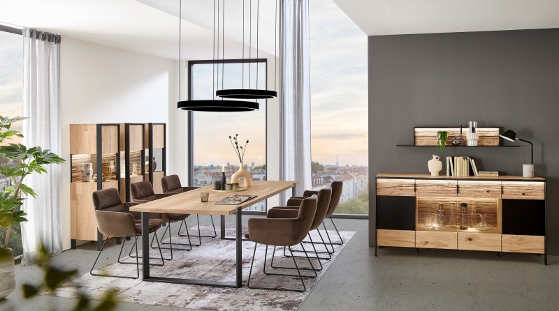Sideboard mit Beleuchtung - Wildeiche massiv