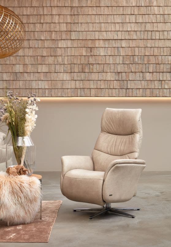 Fernsehsessel EM Coburg - Relaxfunktion manuell, Leder, beige