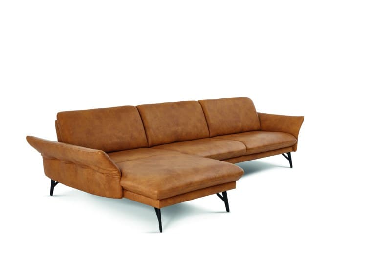 Polsterecke EM Tivoli - Longchair, 2,5-Sitzer inkl. Sitztiefen- und Armteilverstellung, Leder, Mais