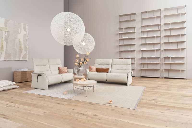 Sofa - 3-Sitzer, Relaxfunktion motorisch, Leder, Beige