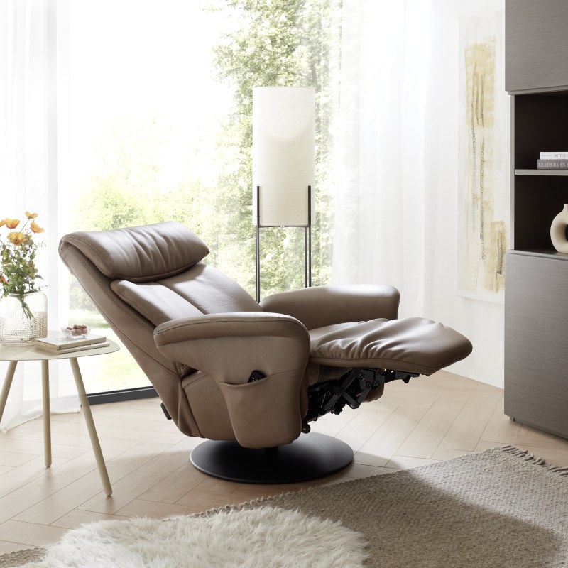 Fernsehsessel EM Gera - Relaxfunktion 1-motorig, Leder, braun