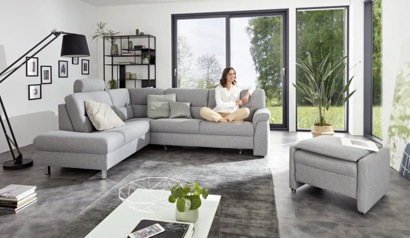 Ecksofa - Ecke links mit 2,5-Sitzer, Stoff, Grau