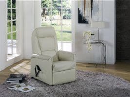 Fernsehsessel EM Mainz - Relaxfunktion, Leder, beige