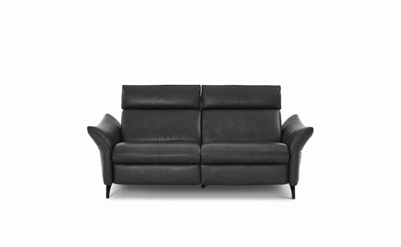 Sofa - 3-Sitzer, Kopfteil/Armlehne verstellbar, Leder, Moor